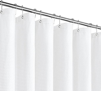Extra Long 230GSM White Shower Curtain, 72 x 84 | 230GSM Tall Fabric Shower Curtain for Bathroom, Water Repellent, Machine Washable