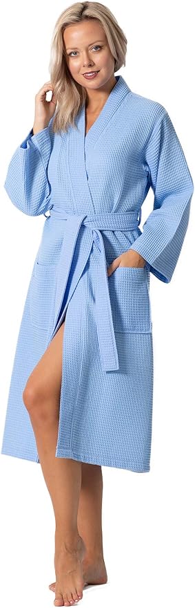 Waffle Knit Lightweight Kimono Spa & Bath Robes for Women - Quick Dry - Soft