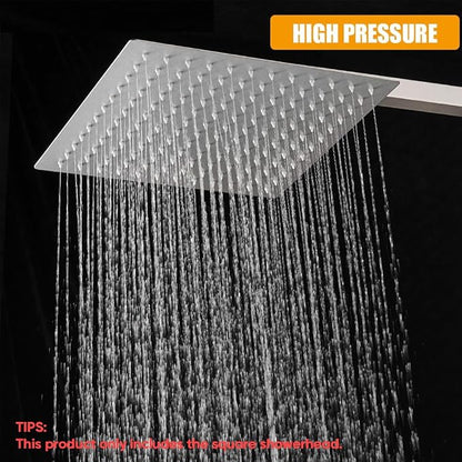 10" Rain Shower Head High Pressure Rainfall Shower Head Brushed Nickel | Square Rain Bathroom Showerhead, High Flow, Large Stainless Steel, Ceiling Mounted, Wall Mounted, Waterfall Full Body