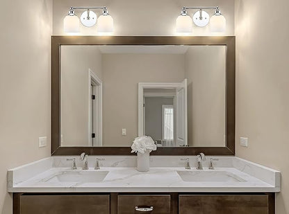 JONATHAN Y 14" Chrome Modern Farmhouse LED Vanity Light Wall Sconce Fixture, Frosted White Glass Shade, Dimmable Wall Lamp for Bathroom Mirror Kitchen Sink, UL Listed (JYL7550A)