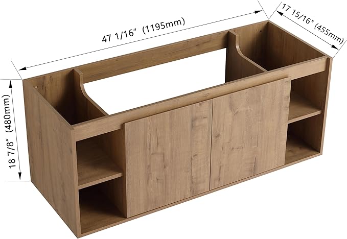 48 Inch Bathroom Vanity Without Sink Top,48" Floating Bathroom Vanity No Sink Top,Modern Floating Vanity Cabinet for Bathroom,Wall Mounted Plywood Vanity Cabinet,Brown