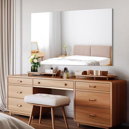 CILIBER Frameless Mirror, 30x48 Inch Rectangle Vanity Mirror for Wall, Large Bathroom Mirror Over Sink with Polished Edge, 3mm Tempered Glass, Horizontal or Vertical Hanging
