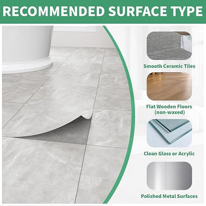 40 Pack Cover 40 Sq.Ft Peel and Stick Floor Tiles, 12” x 12” Self Adhesive Vinyl Flooring Easy DIY Installation for Kitchen, Living Room, Laundry, RV, Light Grey Marble