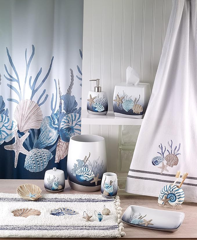 Avanti Linens – Bathroom Accessory, Resin Countertop Accessories, Oceanscape Inspired Bathroom Decor (Blue Lagoon Collection)