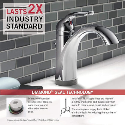 Delta Faucet Lahara Single Hole Bathroom Faucet with Touchless Technology, Chrome Bathroom Sink Faucet, Single Handle Bathroom Faucet, Bath Faucet, Push Pop-Up Drain, Chrome 538T-DST