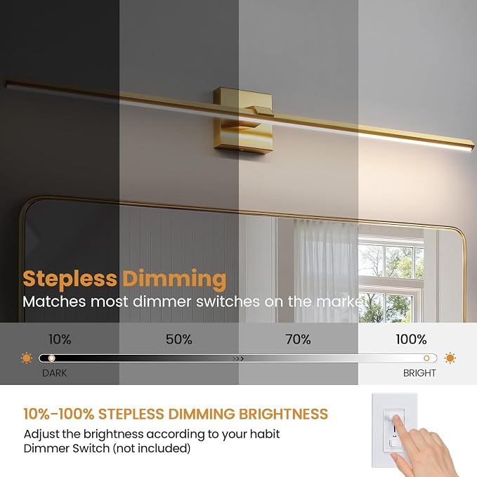 Modern Bathroom Light Fixtures Over Mirror - 39 Inch Brushed Gold Vanity Light Bar 28W Dimmable 5CCT LED Vanity Lights for Bathroom Mirror Cabinets Bedroom