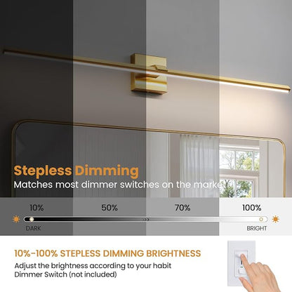 Modern Bathroom Light Fixtures Over Mirror - 39 Inch Brushed Gold Vanity Light Bar 28W Dimmable 5CCT LED Vanity Lights for Bathroom Mirror Cabinets Bedroom