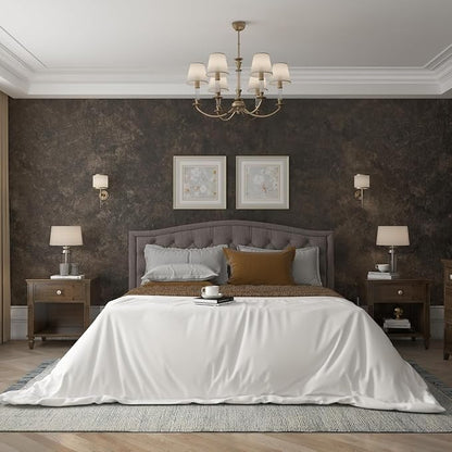 3yecao 48"×197" Big Roll Long Size Dark Brown Tan Grey Concrete Wallpaper Peel and Stick Waterproof Thick Charcoal Gray Concrete Contact Paper Vinyl Adhesive Taupe Cement Sticker for Bedroom Walls