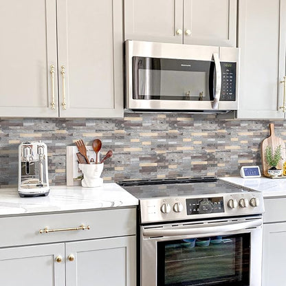 STICKGOO Peel and Stick Backsplash, PVC Wall Tiles Stick on Backsplash for Kitchen(1 Sheet, Distressed Wood with Metal Gold)