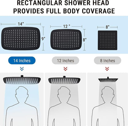 G-Promise All Metal 14" Rain Shower Head with Handheld for Bathroom Upgrade | All Metal, Built to Last, Easy Install, Adjustable Height & Angle for All Heights, Extra Long Hose, Modern Upgrade