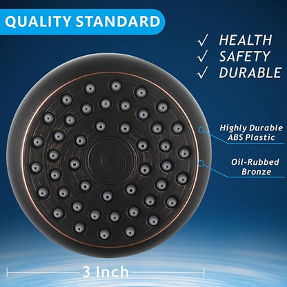 High Pressure Shower Head - Powerful Bathroom Pressure Boosting Showerhead - Perfect Universal Replacement for Rain Shower Heads(Oil Rubbed Bronze)