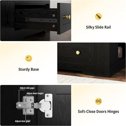 IRONCK Bathroom Vanity with Ceramic Sink, 30" Bathroom Cabinet, Black | Features a Ceramic Sink, 3 Doors, 1 Drawer and Flexible Side Storage for Organized Bathroom Storage