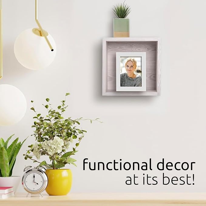 Kiera Grace Cubbi Floating Shelves, Modern Wall Mounted Shelves for Bedroom, Bathroom, Kitchen, Office,11.8", Grey, 1Pack