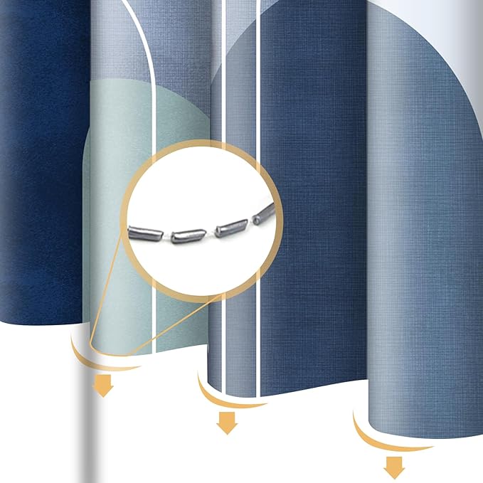 Abstract Navy Blue Shower Curtain Boho Mid Century Arch,Blue Morden Minimalist Geometry Fabric Shower Curtains Bathroom Accessories