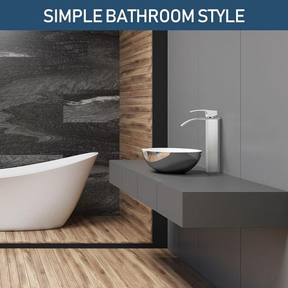 Tall Bathroom Faucets Vessel Sink Faucet Brushed Nickel Waterfall Bathroom Bowl Sink Faucet Rv Lavatory Faucet with Supply Hose