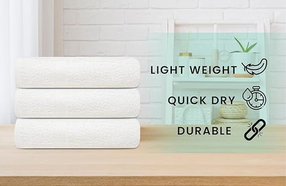ZUPERIA White Bath Towels Bulk 36 Pack (24 x 48 Inches) - 100% Cotton Economy Light Weight Towels for Commercial Use - Quick Dry, Ultra-Soft, and Absorbent Bulk Towels