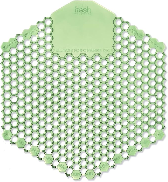 Fresh Products Wave 3D Urinal Screen Deodorizer, Herbal Mint, 10 packs | Anti-Splash Shield For Men Bathroom, 30-Day Odor Control With Beneficial Bacteria, Easy Double-Sided Install, Made In USA