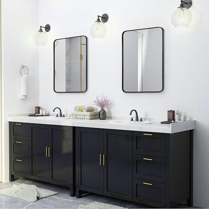 Wall Mount Mirror for Bathroom, Black Metal Framed, 20" x 30" | Rounded Corner, Rectangular Vanity Mirror, Tempered Glass, Brushed Frame, Hangs Horizontal or Vertical, HD Reflection Clarity