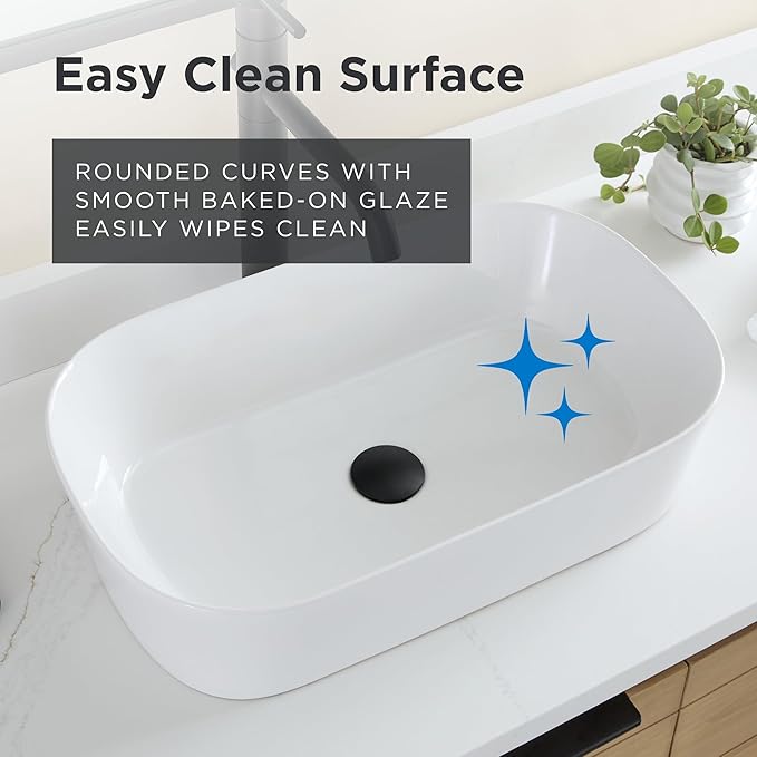 Gerber Cymira 23 in. Oval Vessel Bathroom Sink, Above-Counter Glazed White Fireclay Ceramic Vanity Sink, Modern Transitional Basin Sink Bowl, G0013777