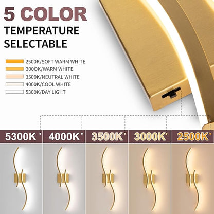 Bathroom Vanity Light Fixture, 26W 5CCT Dimmable Modern Led Bathroom Light Fixtures Over Mirror, LED Vanity Lighting Bar for Bathrooms (Gold, 31.5inch)