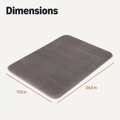 Amazon Basics Bath Mat for Bathroom, Absorbent Plush Memory Foam, Fast Dry Microfiber, Non-Slip, 17 x 24 Inches, Dark Gray