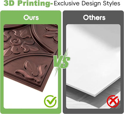 Art3d Drop Ceiling Tiles 2x2, Glue-up Ceiling Panel, Fancy Classic Style, Antique Copper | PVC, Lightweight, Waterproof, Easy to Wipe Clean, Compatible with Grid System, Suitable for Kitchen, Bathroom, Basement