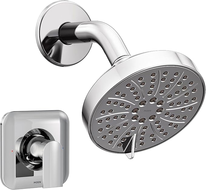 Moen Genta LX Pressure Balancing Eco-Performance Modern Shower Trim with Showerhead and Lever Handle, Posi-Temp Valve Required, Chrome, T2472EP