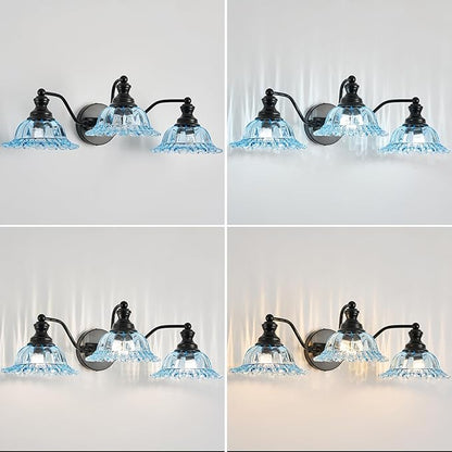Blue and Black 3 Light Vanity Light Bathroom Vanity Light Fixture