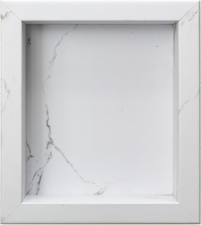 Palisade 17.5 in x 15.5 in Vinyl Shower Niche Carrara Marble/Urban Glacier | Waterproof Shower Insert