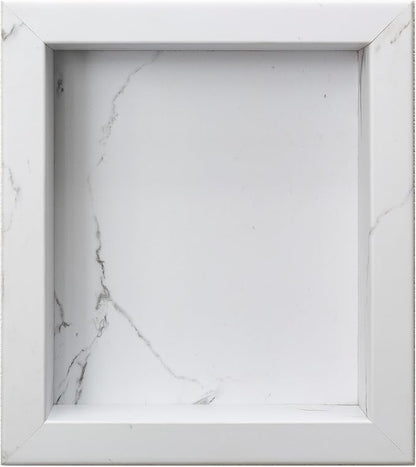 Palisade 17.5 in x 15.5 in Vinyl Shower Niche Carrara Marble/Urban Glacier | Waterproof Shower Insert