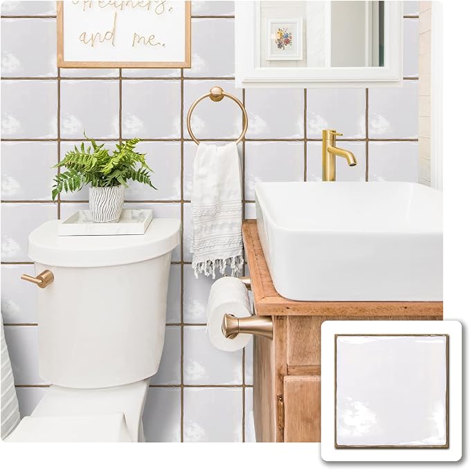 Alwayspon Vinyl Sticker Peel and Stick, Self-Adhesive Wall Tile Transfers Backsplash Sticker Decal for Kitchen Bathroom, 6x6inch/15x15cm 10Pcs, T030
