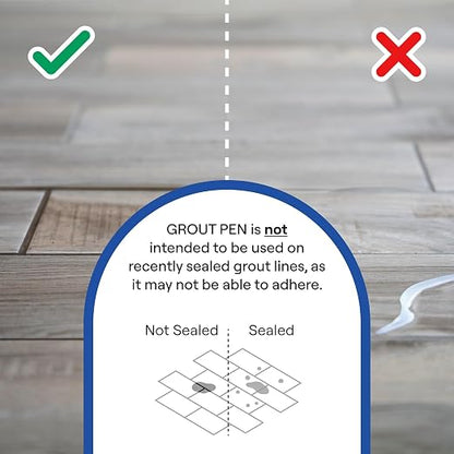 Grout Pen White Tile Grout Paint Marker Restorer - Wide 15mm Tip (20ml) | Waterproof Grout Line Refresher for Kitchen & Bathroom, Colorant and Sealer Pens for Cleaner Looking Grout Lines - White