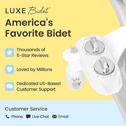 LUXE Bidet WHIFT 120 Bidet - Deodorizing EZ-Lift Bidet Attachment, Chrome | Non-Electric, Built-In Deodorizing Spray, Cold Water, Lemon Refill Included, Patented Easy Slide-In Install, Rear Wash