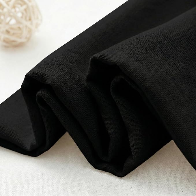 Farmhouse Shower Curtain Linen Button Rustic Black 72" W x 72" L | Farmhouse Style, Chic Button, Striped, Linen Fabric, Rustic, Country, Natural Look, Washable, for Bathroom Bathtub