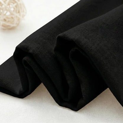 Farmhouse Shower Curtain Linen Button Rustic Black 72" W x 72" L | Farmhouse Style, Chic Button, Striped, Linen Fabric, Rustic, Country, Natural Look, Washable, for Bathroom Bathtub