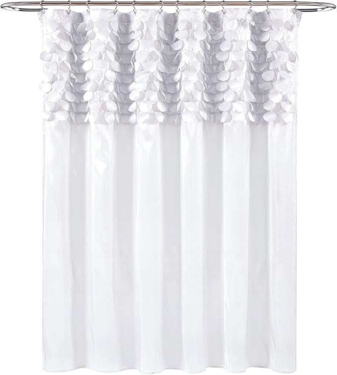 Lush Decor Lillian Shower Curtain, White, 72" x 72\