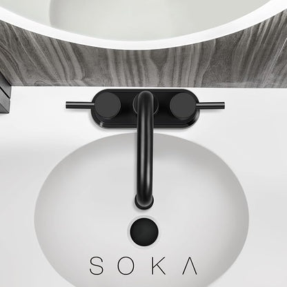 SOKA Centerset Bathroom Faucet 2 Handles 4 Inch Commercial Hand Sink Touch Faucets 3 Hole Bathroom Sink Faucet