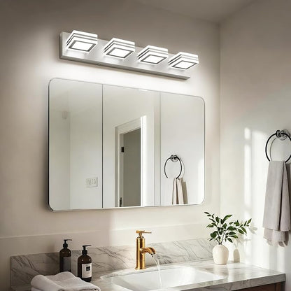 SOLFART Bathroom Vanity Light Over Mirror - 4 Light Led Vanity Light Fixture 26inch Matt Lights for Medicine Cabinet