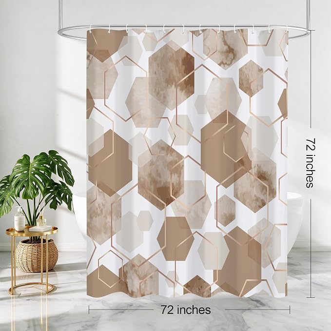 Litabel Beige Shower Curtain for Bathroom, Geometric Bathroom Decor 72x72 | Beige Modern Minimalist Shower Curtains, Geometric Art Print Abstract Waterproof Bathroom Curtain