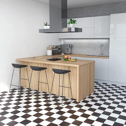 Nexus Self Adhesive 12-Inch Vinyl Floor Tiles, 20 Tiles - 12" x 12", Black/White Pattern - Peel & Stick, DIY Flooring for Kitchen, Dining Room, Bedrooms & Bathrooms by Achim Home Decor