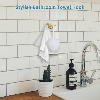 FILTA Bathroom Towel Hooks, Champagne Bronze Robe & Towel Hooks for Wall Mounted, Traditional Towel and Robe Hooks for Hanging Towels, Bath Towel Holder for Shower(2 Pack)