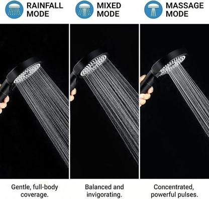 Filtered Shower Head with Handheld High Pressure 3 Spray Mode Showerhead | Detachable Shower Head Water Softener Filters Beads for Hard Water Remove Chlorine (Matte Black)