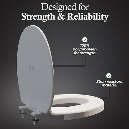 Safe Buns Round Toilet Seat - Patented Dual Lock Rims with Four Slip-Resistant Bumpers - Soft Close Toilet Seat with 100% Polypropylene for Durability - Easy Clean & Universal Fit for all Toilets