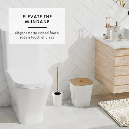 Clara Clark Bathroom Accessories Set - 27PC Bathroom Set with Adhesive Corner Shower Caddy Hanging, Bathroom Sets with Shower Curtain and Rugs, Ombre White Shower Curtain Set with Bathroom Trash Can | 27 Piece Ombre White Bathroom Sets with Shower Curt...