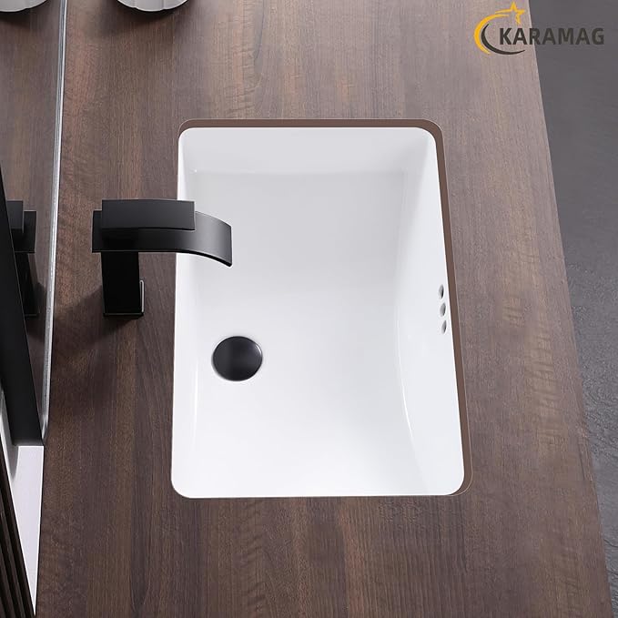 24 Inch Undermount Bathroom Sink Rectangle Undermount Sink White Ceramic Under Counter Bathroom Sinks with Overflow (23.8"x16.3")