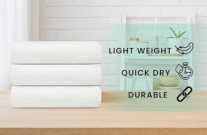 ZUPERIA White Bath Towels Bulk 36 Pack (20 x 40 Inches) - 100% Cotton Economy Light Weight Towels for Commercial Use - Quick Dry, Ultra-Soft, and Absorbent Bulk Towels