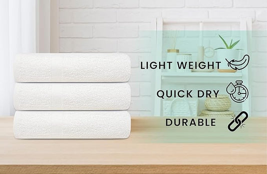 ZUPERIA White Bath Towels Bulk 36 Pack (20 x 40 Inches) - 100% Cotton Economy Light Weight Towels for Commercial Use - Quick Dry, Ultra-Soft, and Absorbent Bulk Towels