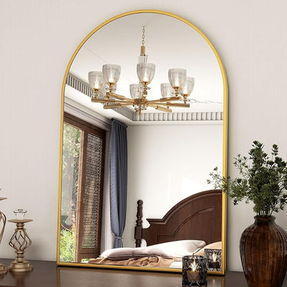 XRAMFY 24"x36" Gold Arched Bathroom Mirror - Wall Mirror for Bathroom, Metal Frame Vanity Mirror, Dresser Mirror, Arch Decorative Mirrors for Living Room, Bedroom, Entryway, Mantle
