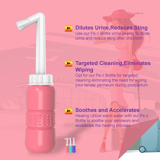 2 Pack 300ML Portable Bidet, Blue & Pink Handheld Travel Bidet Sprayer, Leak-Proof Upside-Down Squeeze Design for Postpartum Care, Menstrual Hygiene, Adults & Kids, Home/Travel/Outdoor/Camping