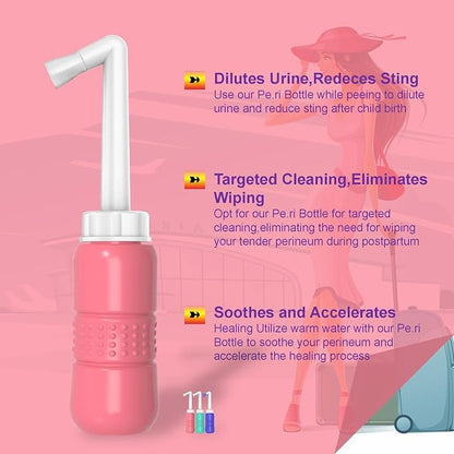 2 Pack 300ML Portable Bidet, Blue & Pink Handheld Travel Bidet Sprayer, Leak-Proof Upside-Down Squeeze Design for Postpartum Care, Menstrual Hygiene, Adults & Kids, Home/Travel/Outdoor/Camping